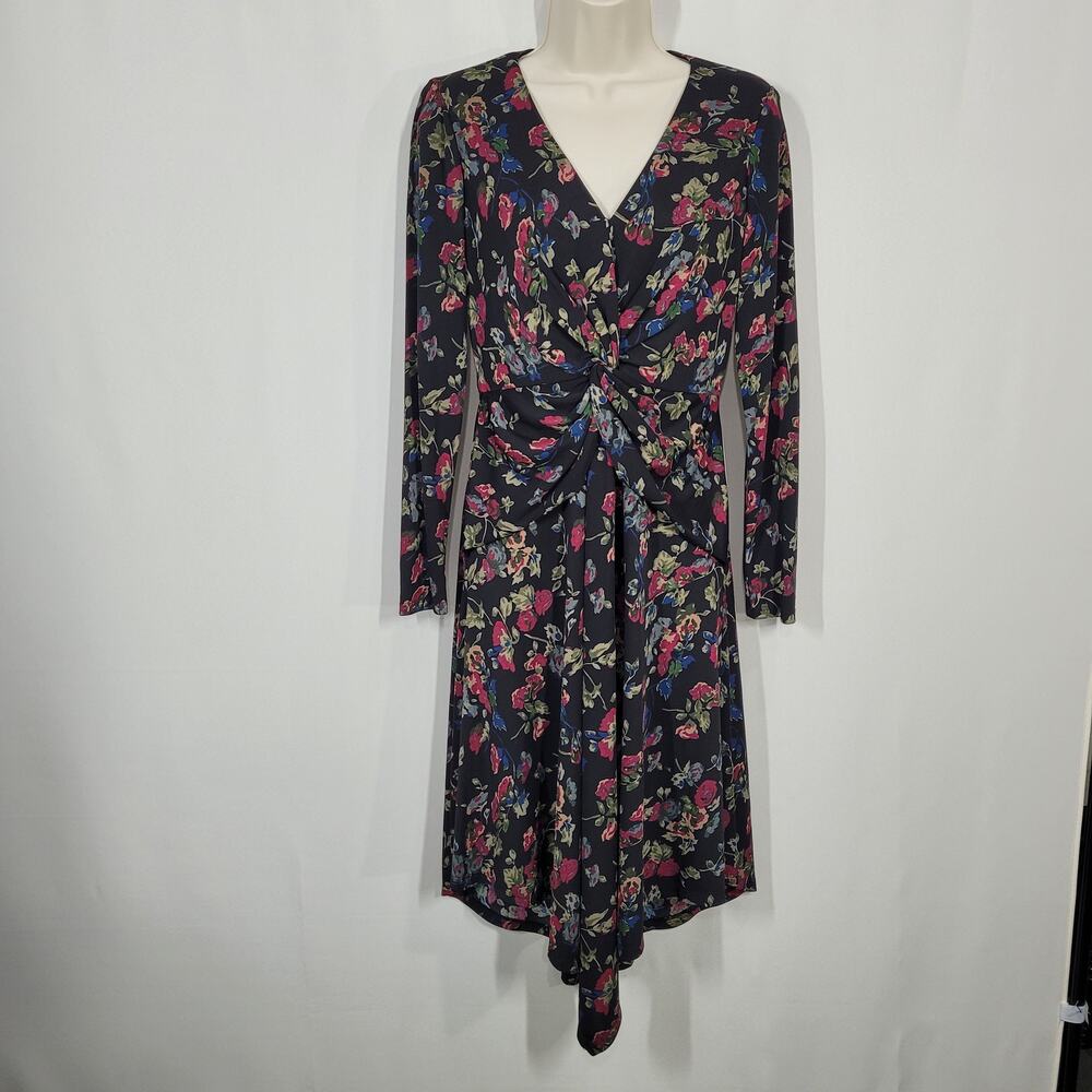 Lauren Ralph Lauren Long Sleeve Floral Surplice Jersey Dress